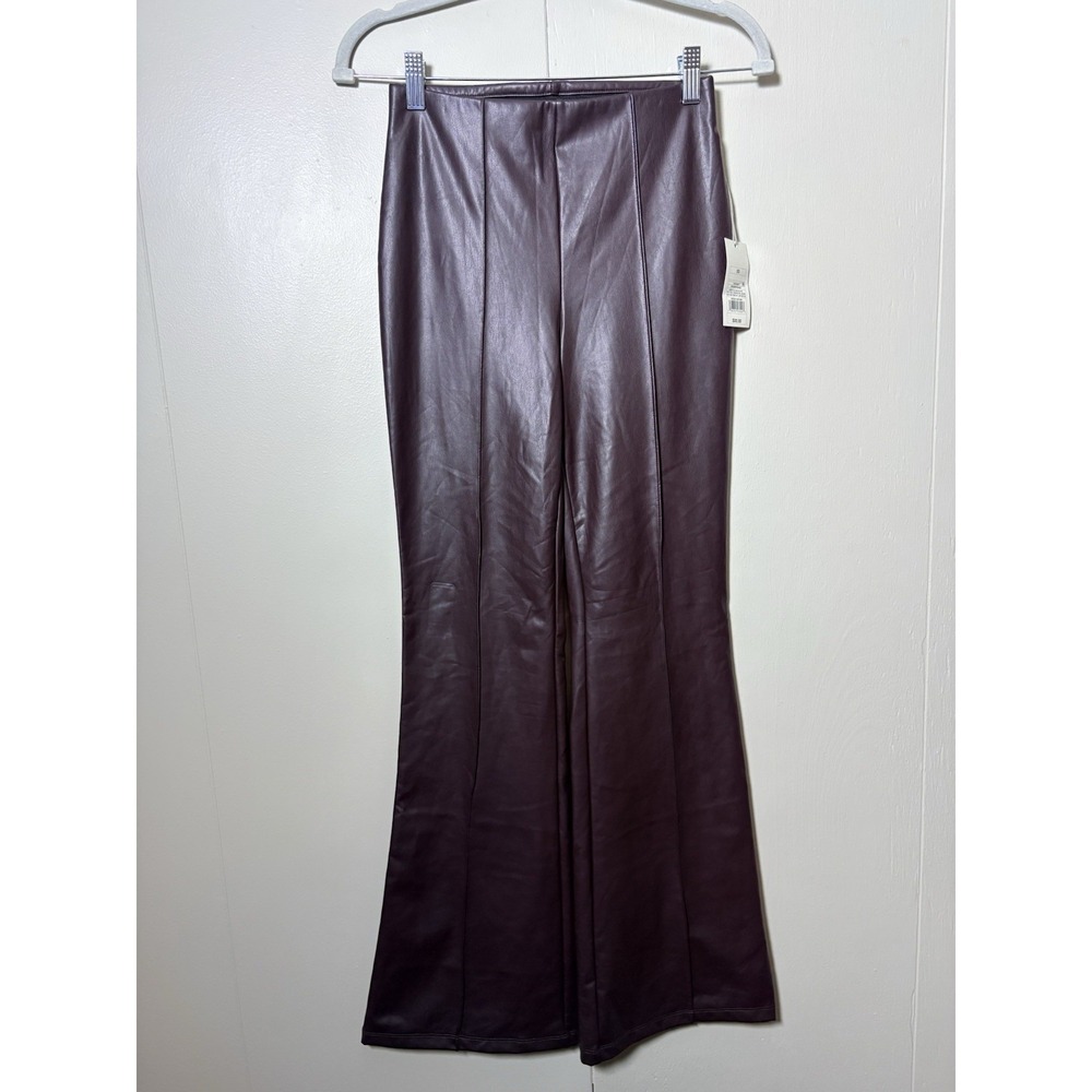 A New Day Faux Leather Flare Pants XS 70s Sleek Retro Grunge Corporate Gothic